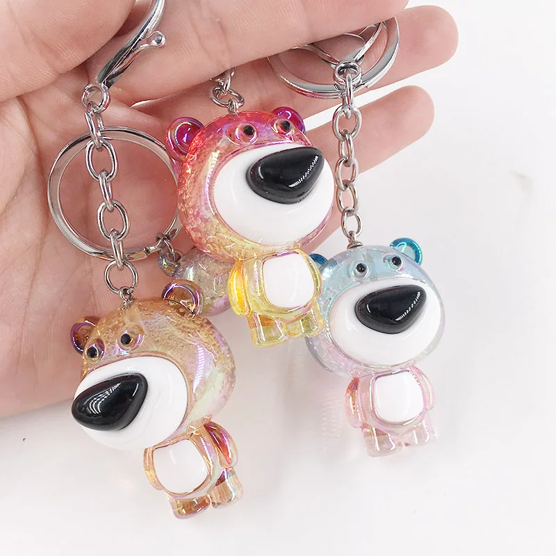 

Fashion Air bubbles Bear Keychain Women Jewelry Acrylic Pendant Key Chain Car Handbag Accessories keychains