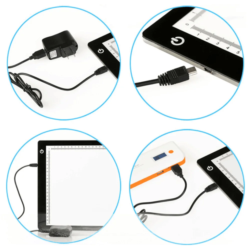 Портативный USB питание ультра-тонкий A4 светодиодный защищенная от сенсорный затемнения анимации трассировочный свет коробка планшет с зажимом