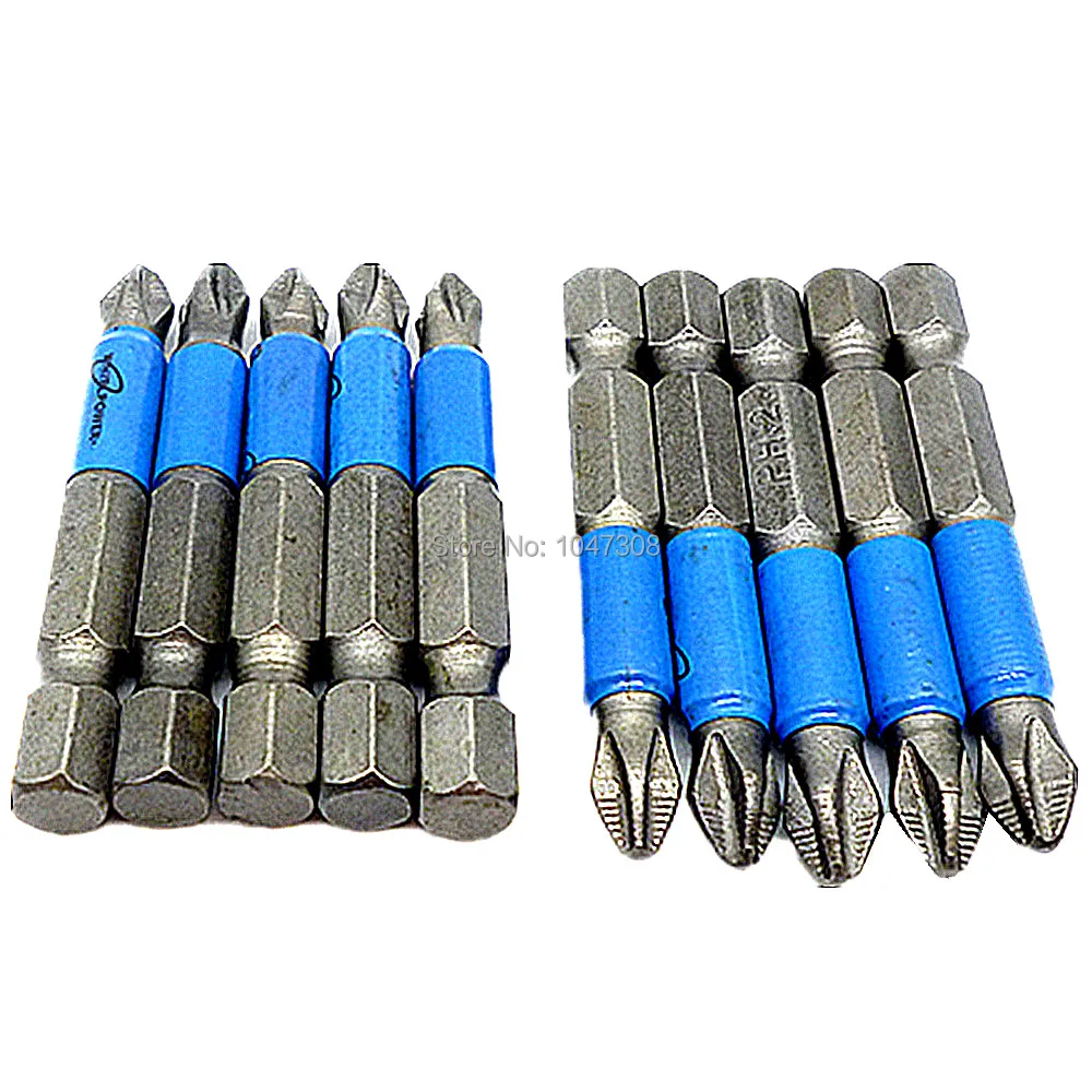 10pcs 50mm Philips Ph2 Head Screw Driver Bit Anti Slip