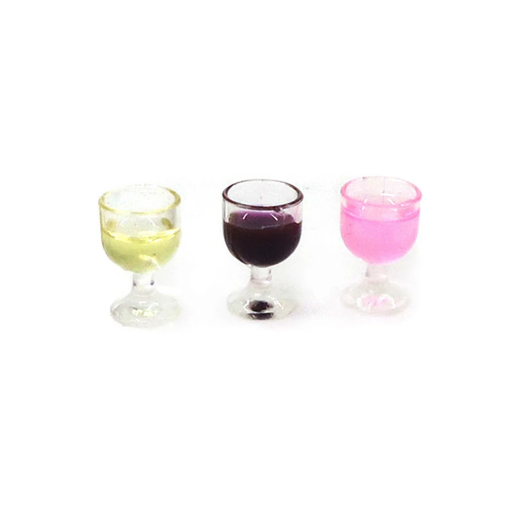 3Pcs 1/12 Dollhouse Miniature Accessories Mini Red Wine Cup Simulation Furniture Wine Glass Goblet for Doll House Decoration