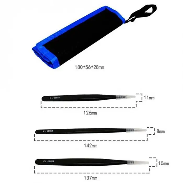 9 шт. ESD пинцет из нержавеющей стали набор инструментов для ремонта антистатические для ремонта телефона электроники HVR88