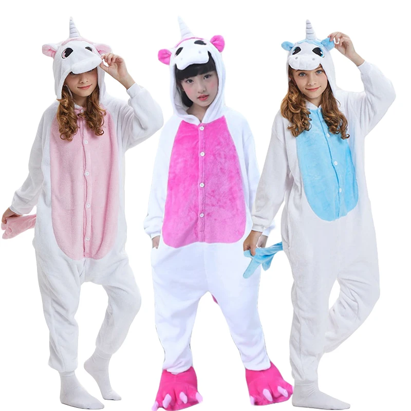 Winter Boy Girl Kigurumi Pajama For Children Animal Unicorn Pajamas Licorne Pyjamas Kids Onesie Blanket Sleepers Cartoon Costume