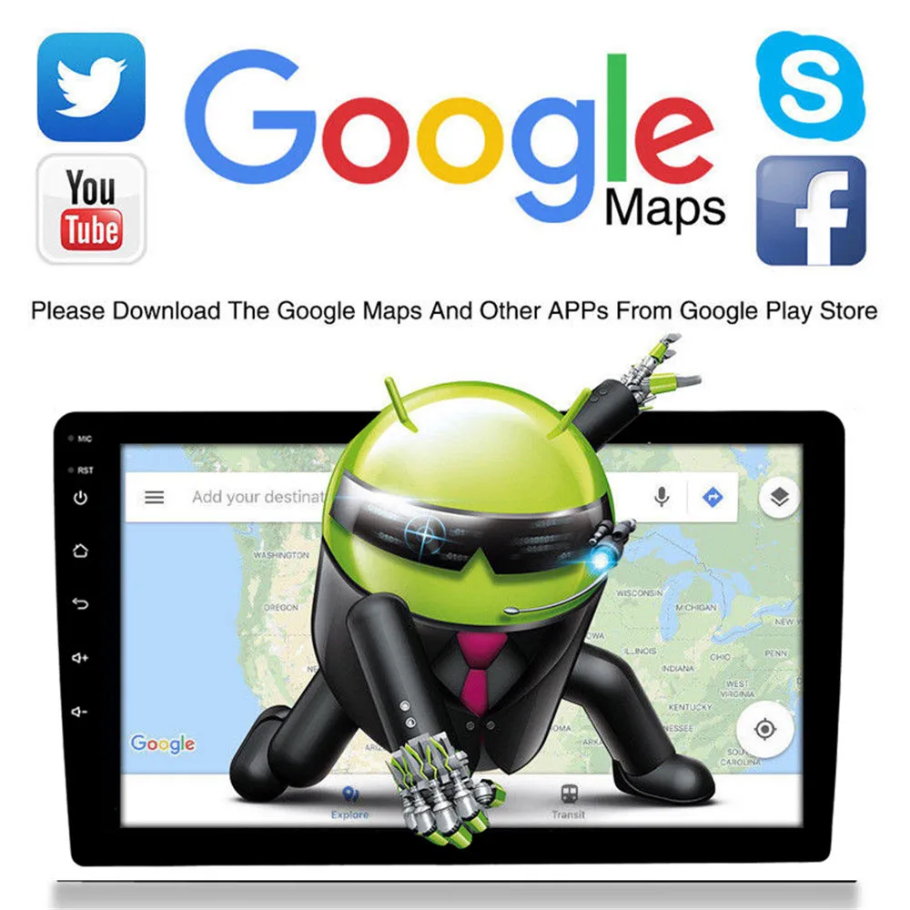 Автомобильный мультимедийный плеер 10 1 дюйма Android 9 2 Din + 32 ГБ GPS навигация Wi Fi