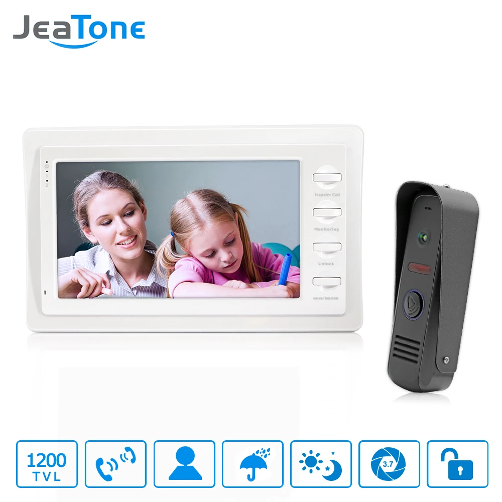 

JeaTone 7" Color HD Video Doorphone Door Entry Intercom Systems 1200TVL Outdoor Doorbell Camera one to one hands-free photograph