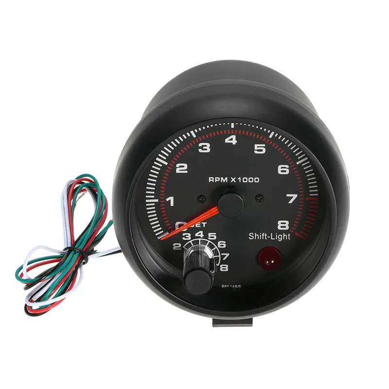 3.75'' Car Auto Universal Tachometer Gauge Stepper Motor Tachometer Gauge White Inter Shift