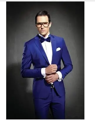 

Royal Blue 2016 Hot sales Groom tuxedos One button Groomsmen Mens Wedding party Suits( jacket+Pants+tie)
