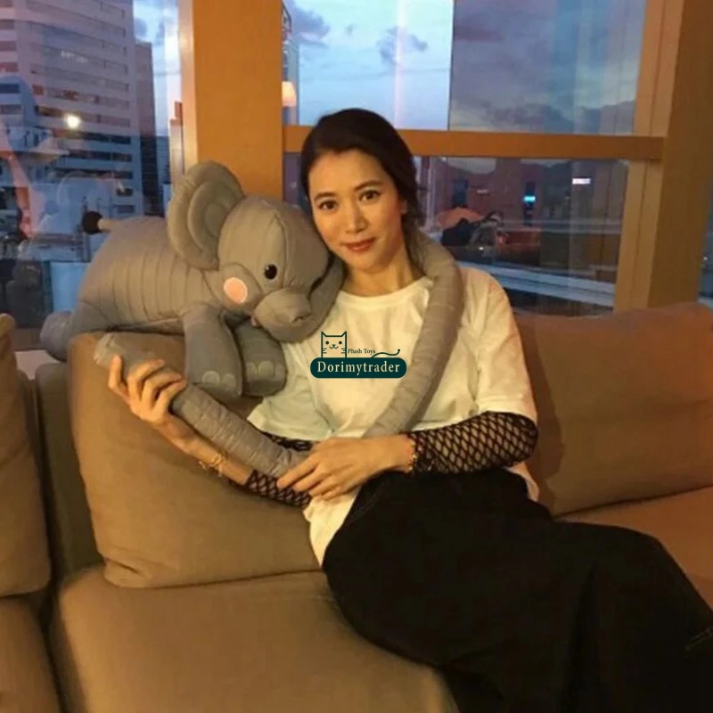 Dorimytrader Lovely 130cm Long Nose Animal Elephant Plush Toy Cute Soft Stuffed Animals Gray Elephants Doll for Kids Adults Decoration DY50055(9)