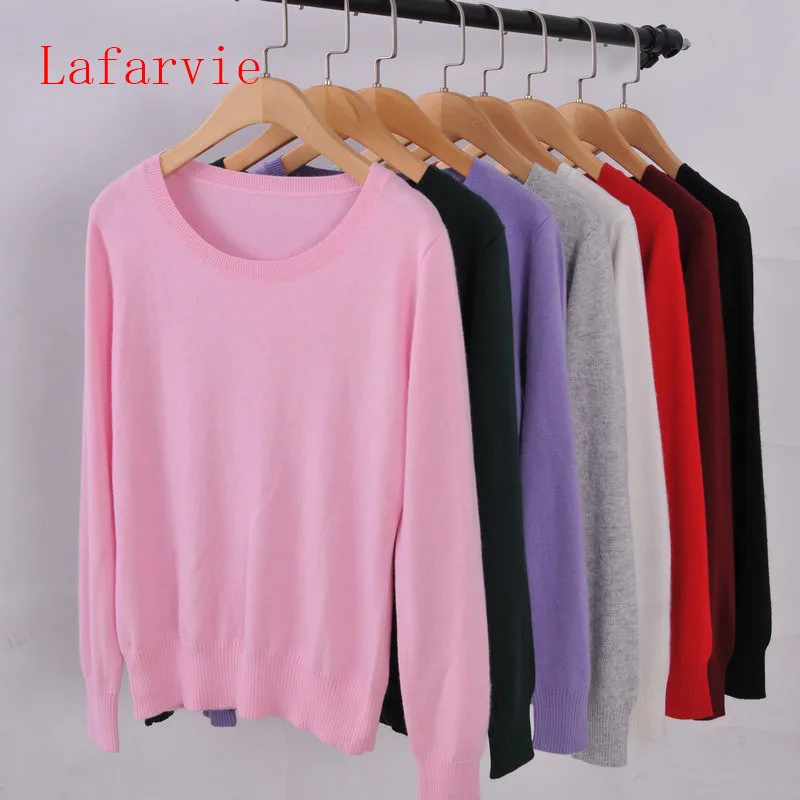 Lafarvie, высококачественный кашемировый вязаный свитер, женские топы, Осень-зима, пуловер с v-образным вырезом, Женский Теплый Свободный вязаный джемпер