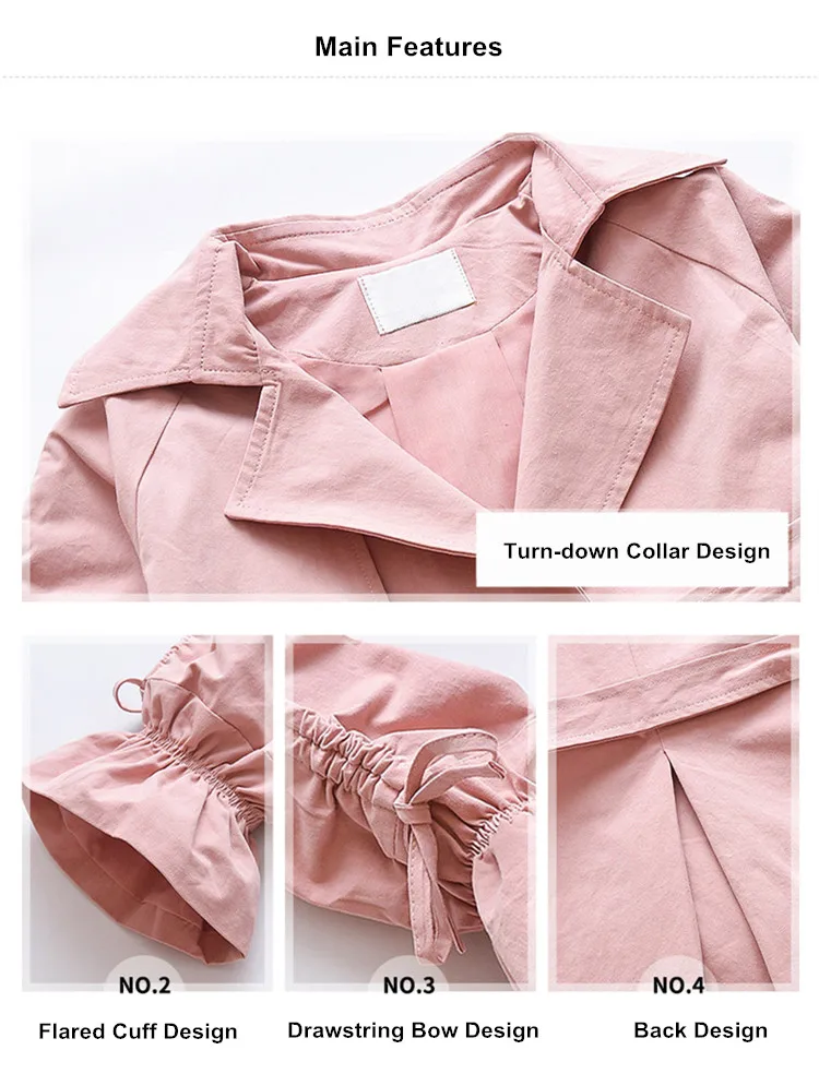 new style girls clothes teens windbreaker children long outfit coat princess trench coats 02
