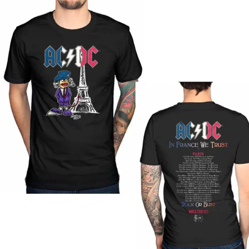 AC DC Paris T Shirt Back In Black Album Rock Tour New Merch Tee US Plus ...