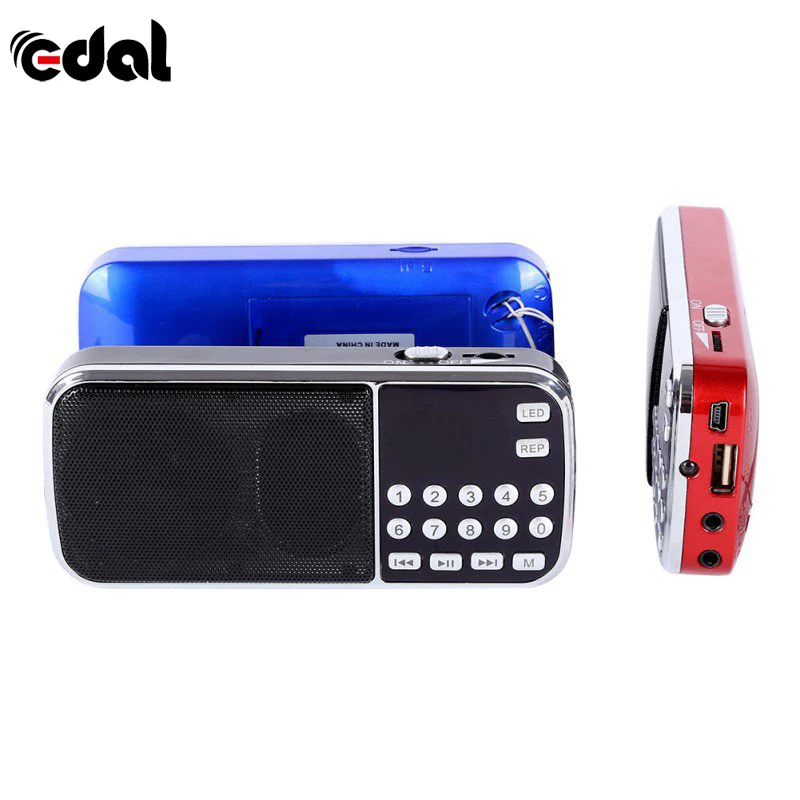 Mini Radio Speaker Blue Black Red Mini Portable Digital Stereo FM Music