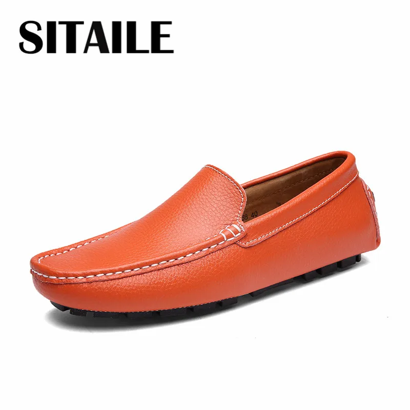 

SITAILE Spring New Arrival Simple Solid Moccasin Super Soft Light Comfort Driving Shoes Slip-on Commuter Shoes Leather Loafers