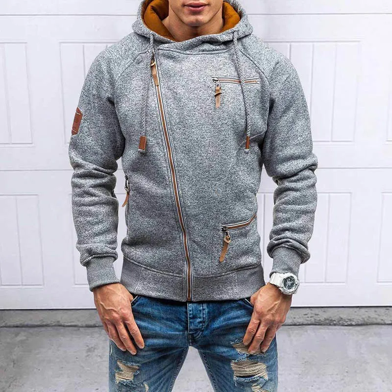 2018 Hooded Sweatshirt Men Autumn Solid Streetwear Mens