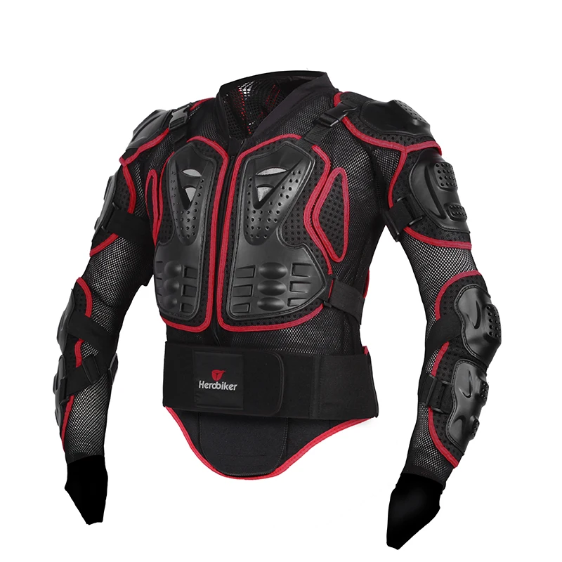 HEROBIKER красный мотокросса мотоцикл Защита тела Броня мотоциклетная куртка+ шорты брюки+ Защитное снаряжение наколенники+ перчатки