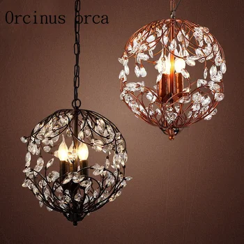 

Creative crystal iron art branch chandeliers restaurants bars clothing stores coffee rooms bedroom retro Crystal Chandelier