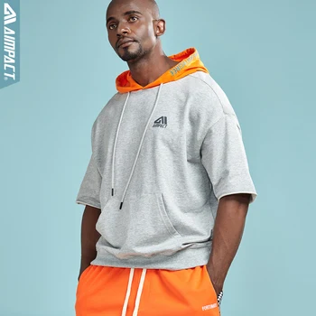 

AIMPACT Cotton Oversize Hoodies for Men Patchwork Streetwear Loose Clothing Short Sleeve Tshirt Man Fashion Sportwear 2AM1090