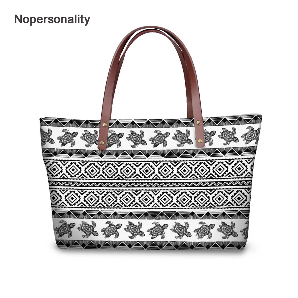 Nopersonality القبلية ازتيك السلاحف الفيل النساء حقائب عارضة الإناث السيدات النيوبرين حمل حقيبة كبيرة أعلى-حقائب بيد