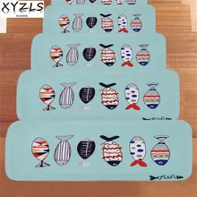XYZLS 5 шт./компл. Средиземноморский Стиль рыбы противоскольжения лестничные ковры лестницы коврики ШАГ Pad Кухня ковер коврик дверной коврик 22*70 см