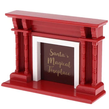 

1/12 Scale Miniature Dollhouse Wooden Red Fireplace Model For Living Room/Bedroom Decoration Dollhouse Furniture