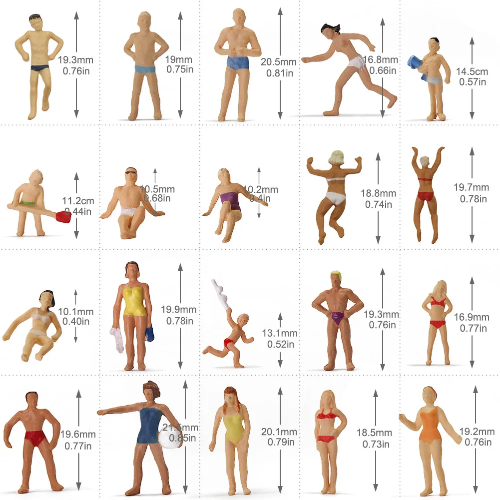 Evemodel 40pcs HO Scale Swimming Figures 1:87 Swimming People Model Trains 3