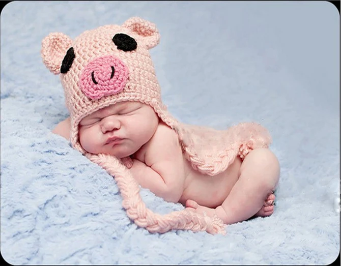 kids pig Baby Girl Boy Knitted Crochet Clothes Parrot Knit Beanie Toddler Cap Handmade Warm Cotton Hat Boy Girl Children knit cartoon bear baby girl boy toddler infant kid newborn children knit hat beanie cotton cap