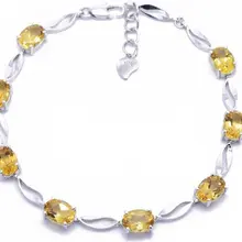 Натуральный цитрин браслет с цепочкой настоящий Цитрин Серебро 925 пробы тонкий желтый драгоценный камень ювелирные изделия 0.45ct* 8 шт драгоценные камни