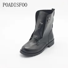 POADISFOO Femme Chaussures Pour Femmes Automne Bottes Martin Bottes Femme Le Rugueux Avec Court Noir Dentelle Bottes Chaussures pour dames. DFGD-804