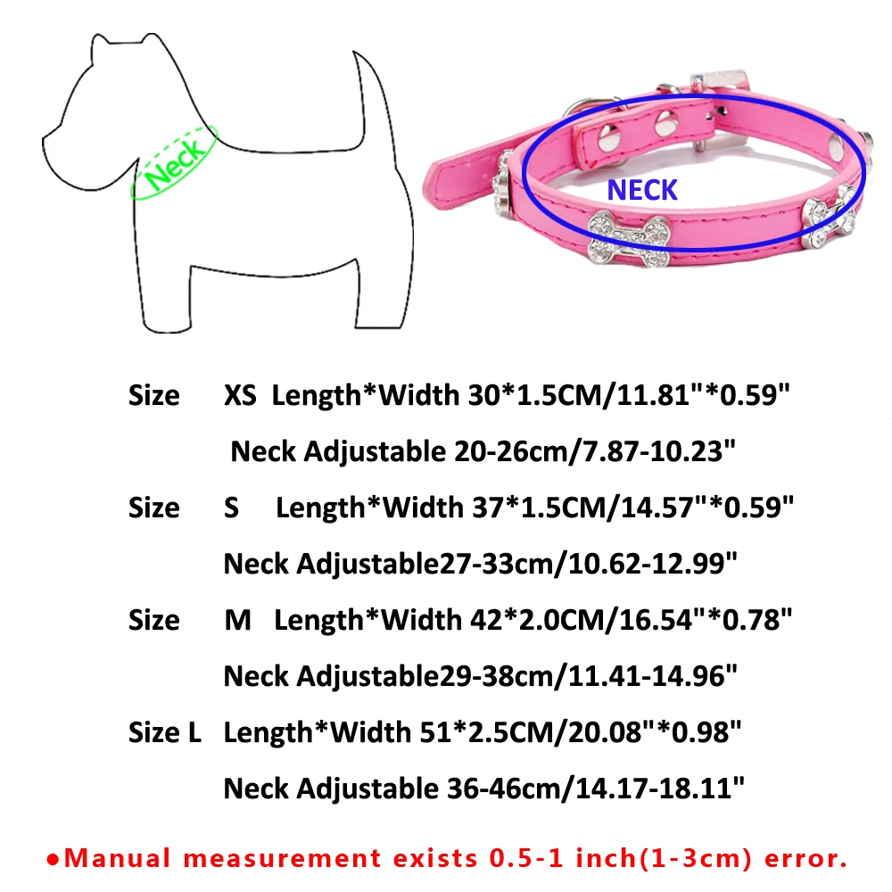 Ошейник для маленьких и средних собак из искусственной кожи, регулируемая косточка, ошейник для домашних животных, аксессуары, хрустальные стразы, ошейники с пряжкой для питбуля
