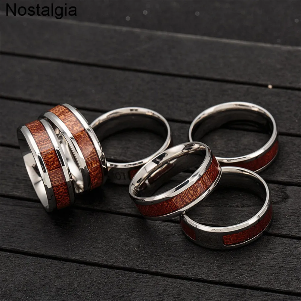 Tree Of Life Yggdrasil Stainless Steel Ring With Wood Inlaid Wicca Witchcraft Accesorios Mujer Free Shiping 3