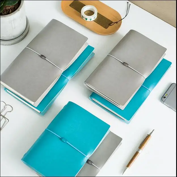 

Koean Stationary Travel Notebook Vintage Notebook Diary Strap Notebook Notepad with 2 refills