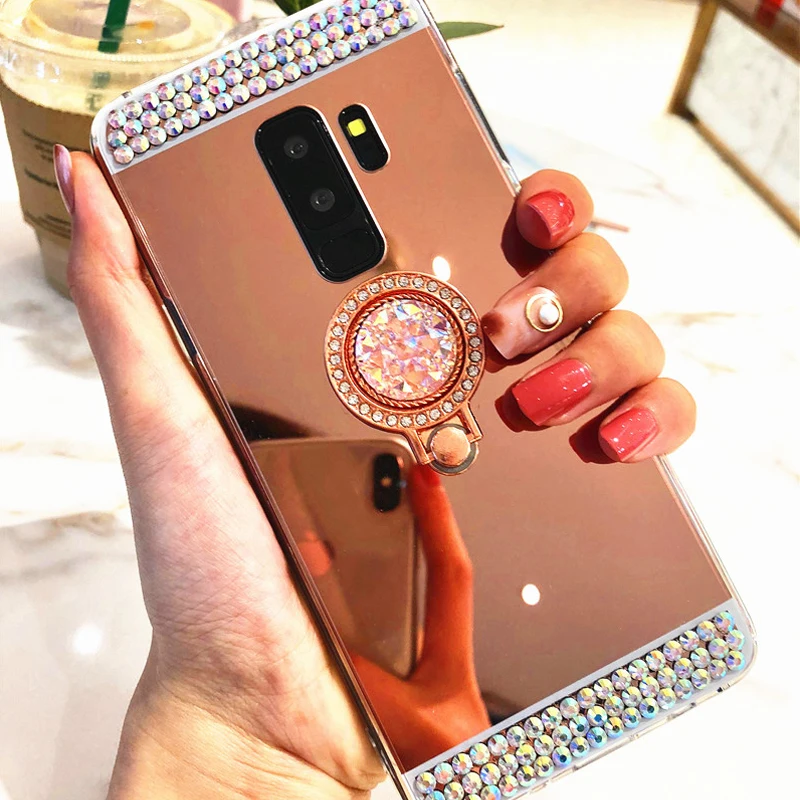 Чехол со стразами и кольцом-держателем для Samsung S20 Ultra S10 S10E S9 S8 Plus S7 Edge Note 10 9 8 A3 A5 A7 J3
