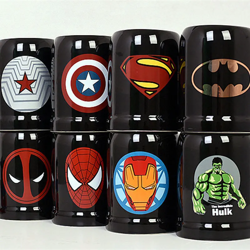 

Caneca Superhero Superman Captain America Ceramic Hulk Mug Coffee Tea Milk Hot Water Cup Drinkware Colour Novetly Christmas Gift