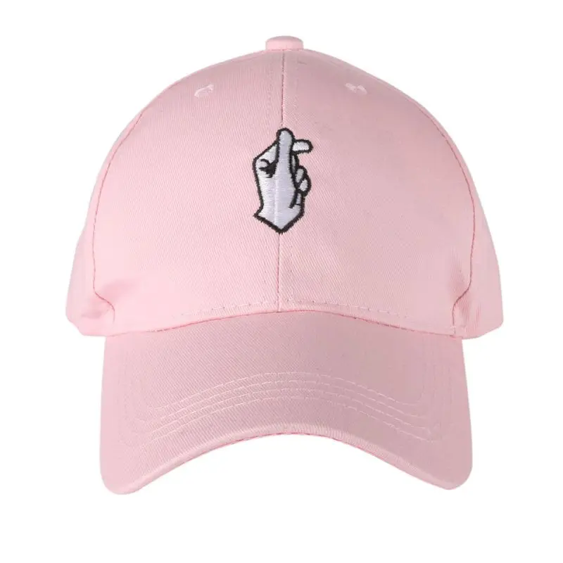 Для женщин Для мужчин кепки, головной убор в хип-хоп стиле, винтажная шляпа Sanpback, летняя футболка с вышивкой изогнутые Бейсбол крышки пальца сердце жест лето-осень шапки