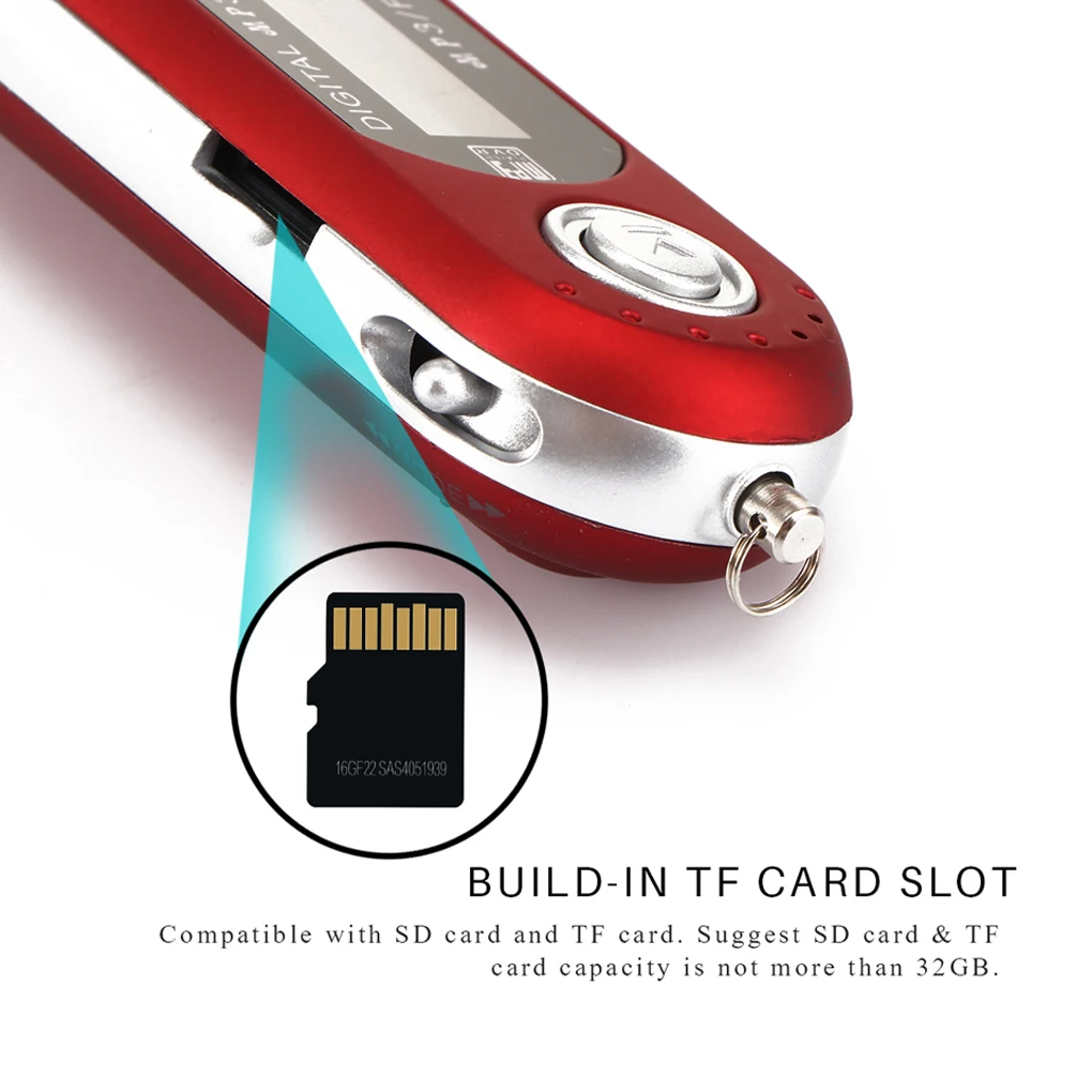 Portable USB MP3 Music Player Digital LCD Screen Support 32GB TF Card & FM Radio With Microphone Black Blue Mp3 Player