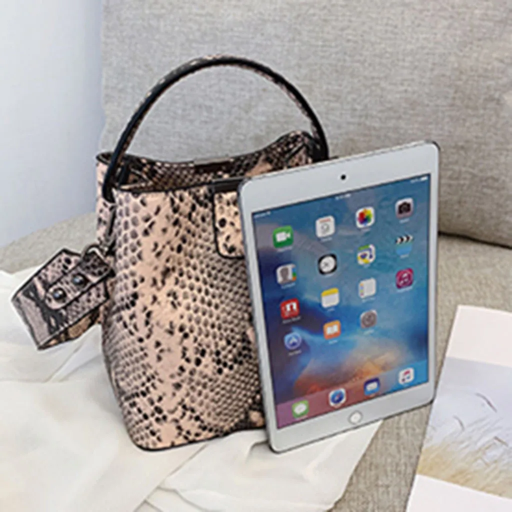 Женская сумка-мешок, квадратная кожаная сумка со змеиным принтом, женская сумка на плечо, модная сумка-мессенджер на плечо# L5