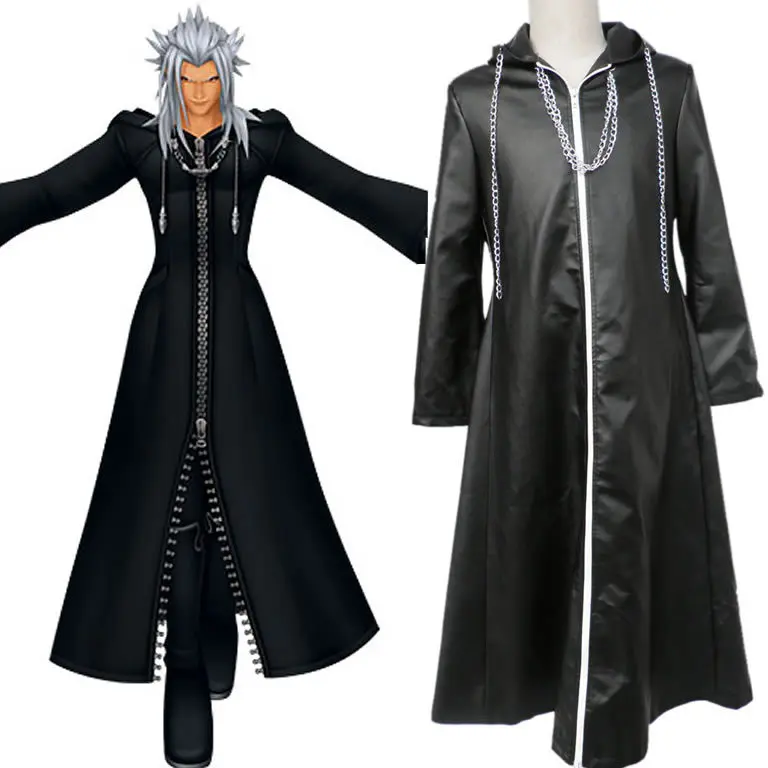 Организация XIII Kingdom Hearts 2 Young Xehanort Косплей Костюм Хэллоуин осень зима мужская одежда из искусственной кожи длинное платье