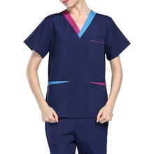 Мужской женский костюм медика наборы больничный доктор униформа медсестры стоматологическая клиника V шеи короткий рукав костюм медика s Nanou XL16