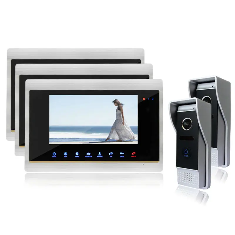 Homefong 7 Video Intercom font b Door b font Phone System With 3 Monitors HD Doorbell