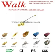 Гнездо SMA u. fl 1,13 мм(D) кабель/IPEX 1,13 мм(D) кабель/u. fl кабель: SMA принимающий pcb-разъем к U. FL/IPEX с кабелем 1,13 мм(D