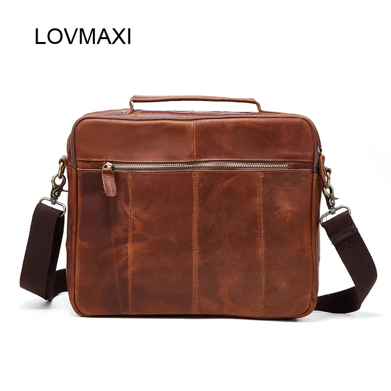 LOVMAXI, коровья кожа, винтажные мужские портфели, сумки, Crazy horse, кожаная сумка на плечо для мужчин, деловая сумка-мессенджер, мужские сумки
