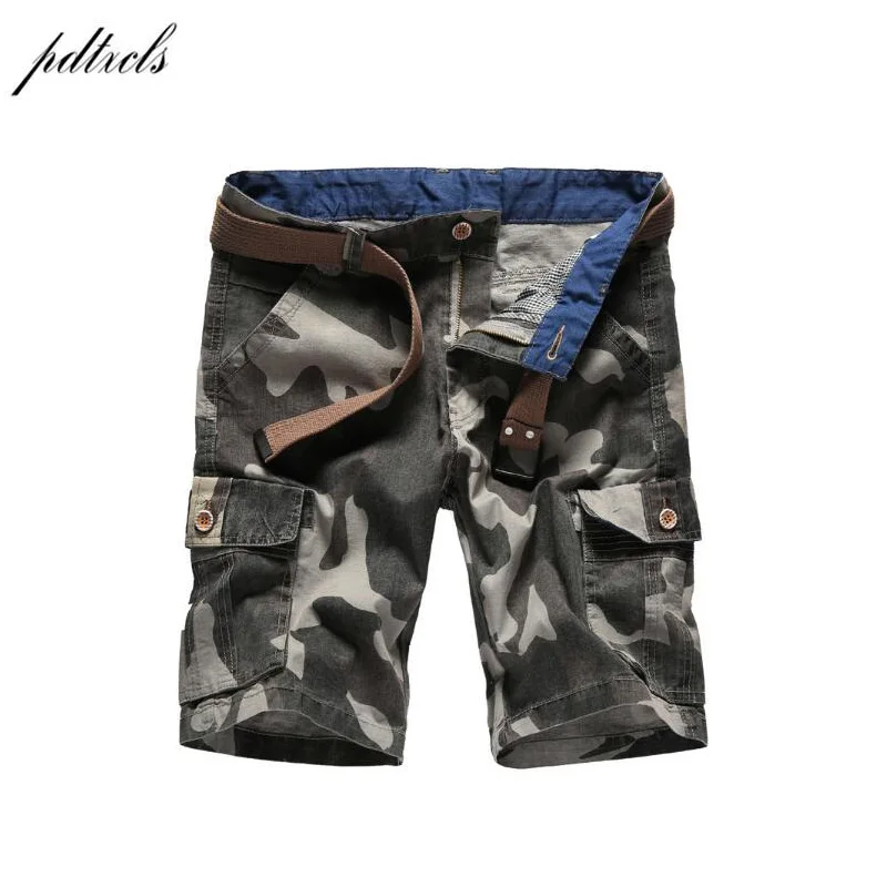 

PDTXCLS 2018 Summer Military Camouflage Cargo Shorts Men Casual 100% Cotton Male Mens Shorts Masculino