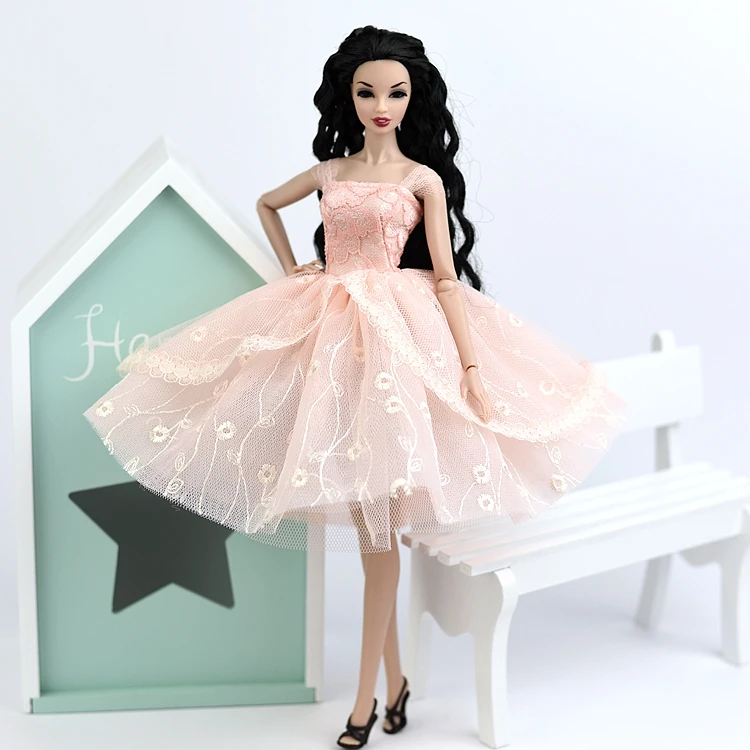 

2017 Handmade Pink Bubble Skirt Party Dress Princess Gown Clothing Outfit Doll Accessories For 1/6 Barbie Xinyi Fr2 Doll Toy