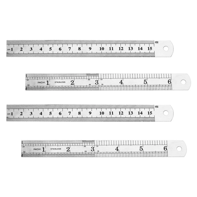 6 inch / 15 cm Steel Metal Straight Ruler Precision Scale Dual BUY