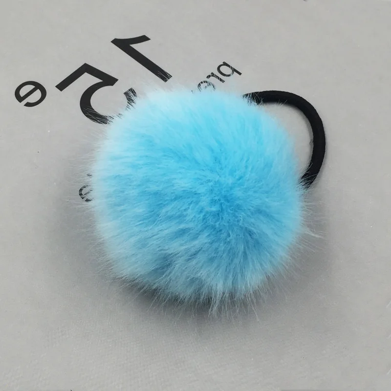 На искусственном кроличьем меху шар-помпон; резинка для волос, обтянутая тканью; резинки для волос Галстуки хвост держатели ободок на голову 1 шт. GR102 - Цвет: Небесно-голубой