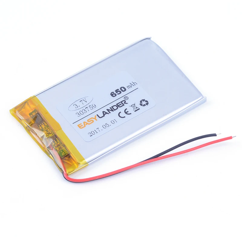 303759 3.7V 650mAh li Polymer Li-ion Battery For CarCam F2000LHD DVR GPS Portable DVD phone E-book MP4 MP5 033759 | Электроника