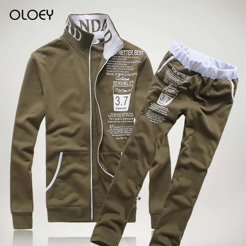 

OLOEY 2019 tracksuit men zip jacket track pants two piece set men outfits fashion streetwear jogging sport suit casual male set