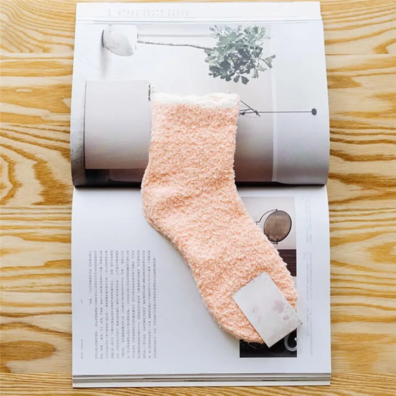 Women's Socks Thick Heavy Winter Warm Crew Solid Fuzzy Slipper Socksliva girl socks women winter warm socks for Female S27 (10)