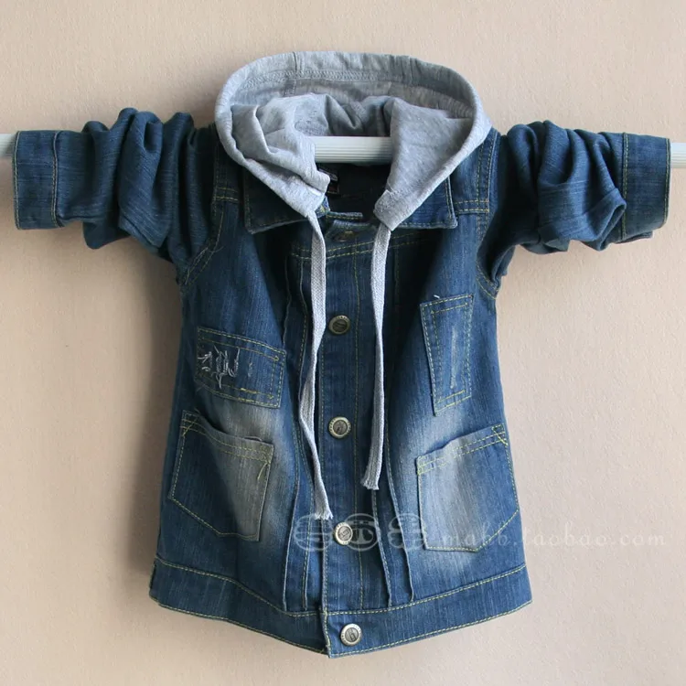 

Brand children jackets denim coats 100% cotton 2019 spring & autumn long-sleeve outerwear boys clothes with detachable hooded