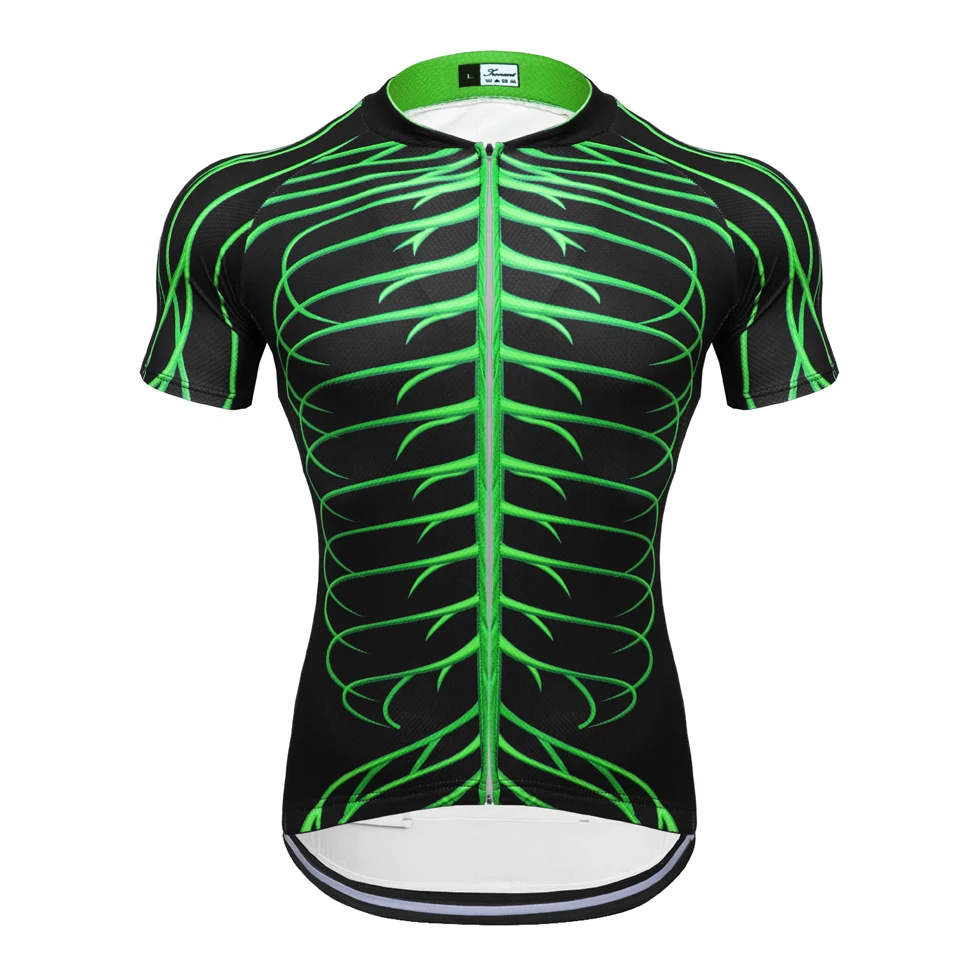 IRONANT велосипедная футболка с коротким рукавом, летняя одежда для велоспорта, одежда для велоспорта с v-образным вырезом, велосипедная рубашка черного и зеленого цвета