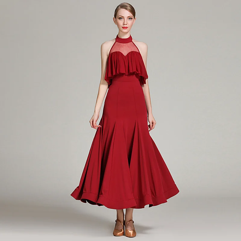 

2018 NEW 1857 Modern Dance Costume Women Lady Adult Waltzing Tango Ballroom Dance Competition Costume Dress Evening Party Dress